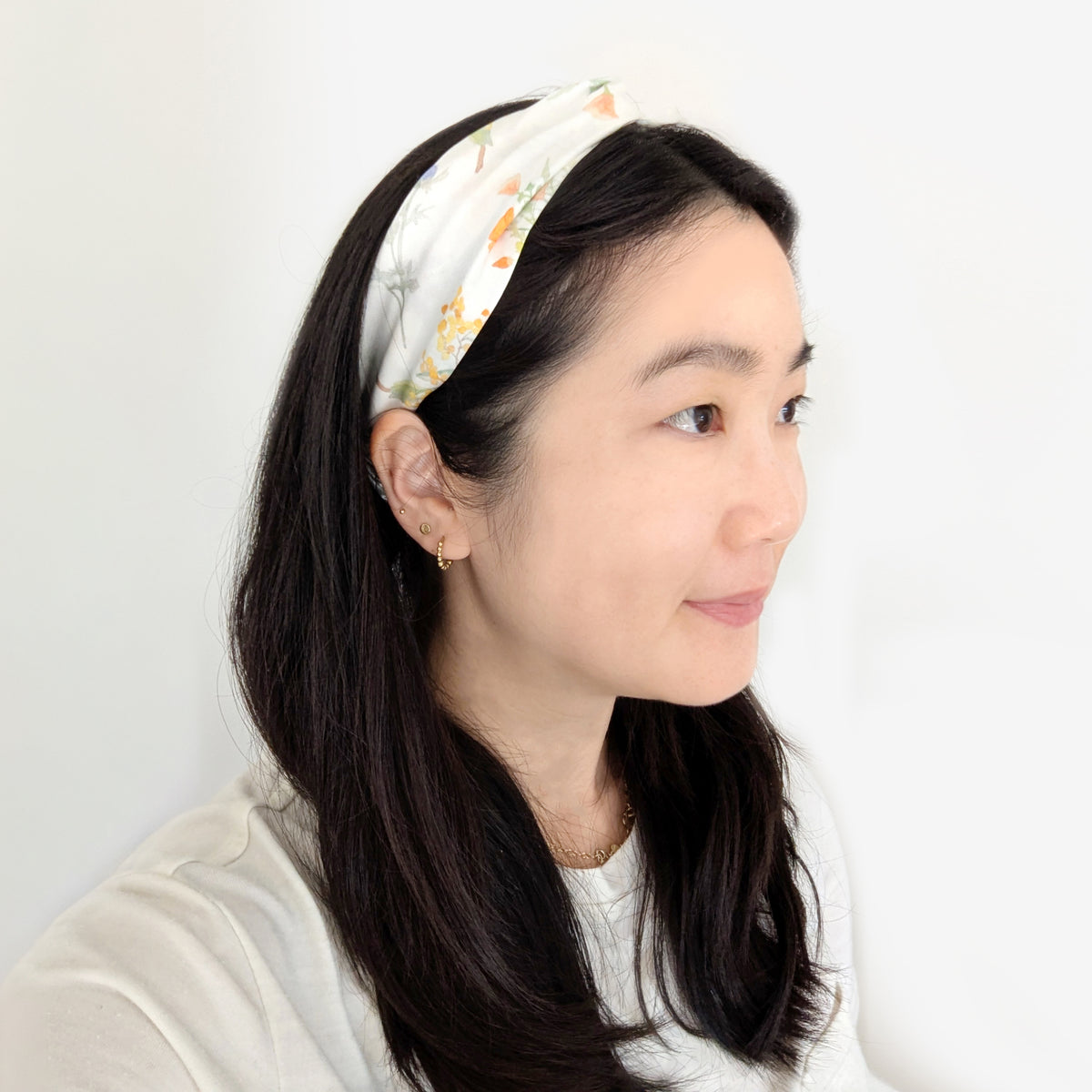 Silk Headband - Floral Mulberry Silk Headband | Mei-Mei Moon display picture 1