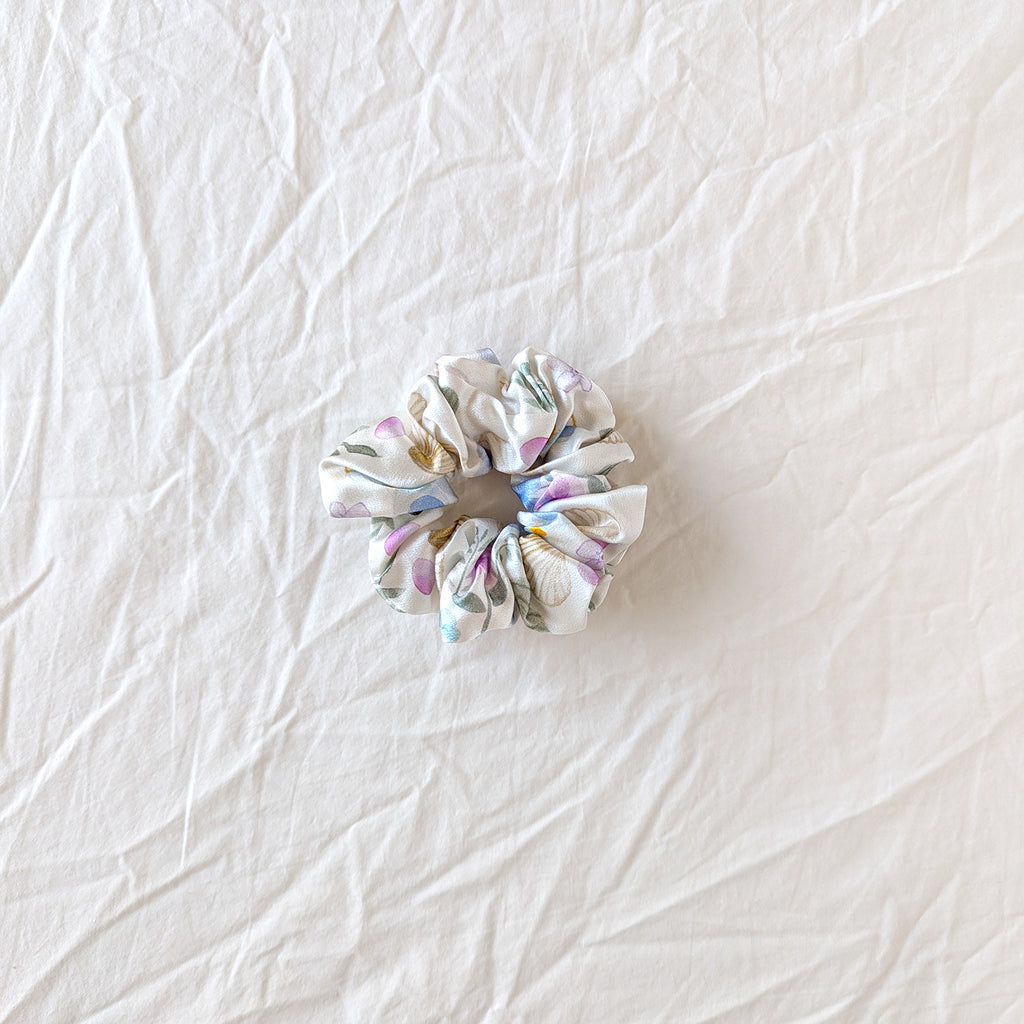 Shell Scrunchie Silk Scrunchies with Ocean Shell Mermaid Design | Mei-Mei Moon