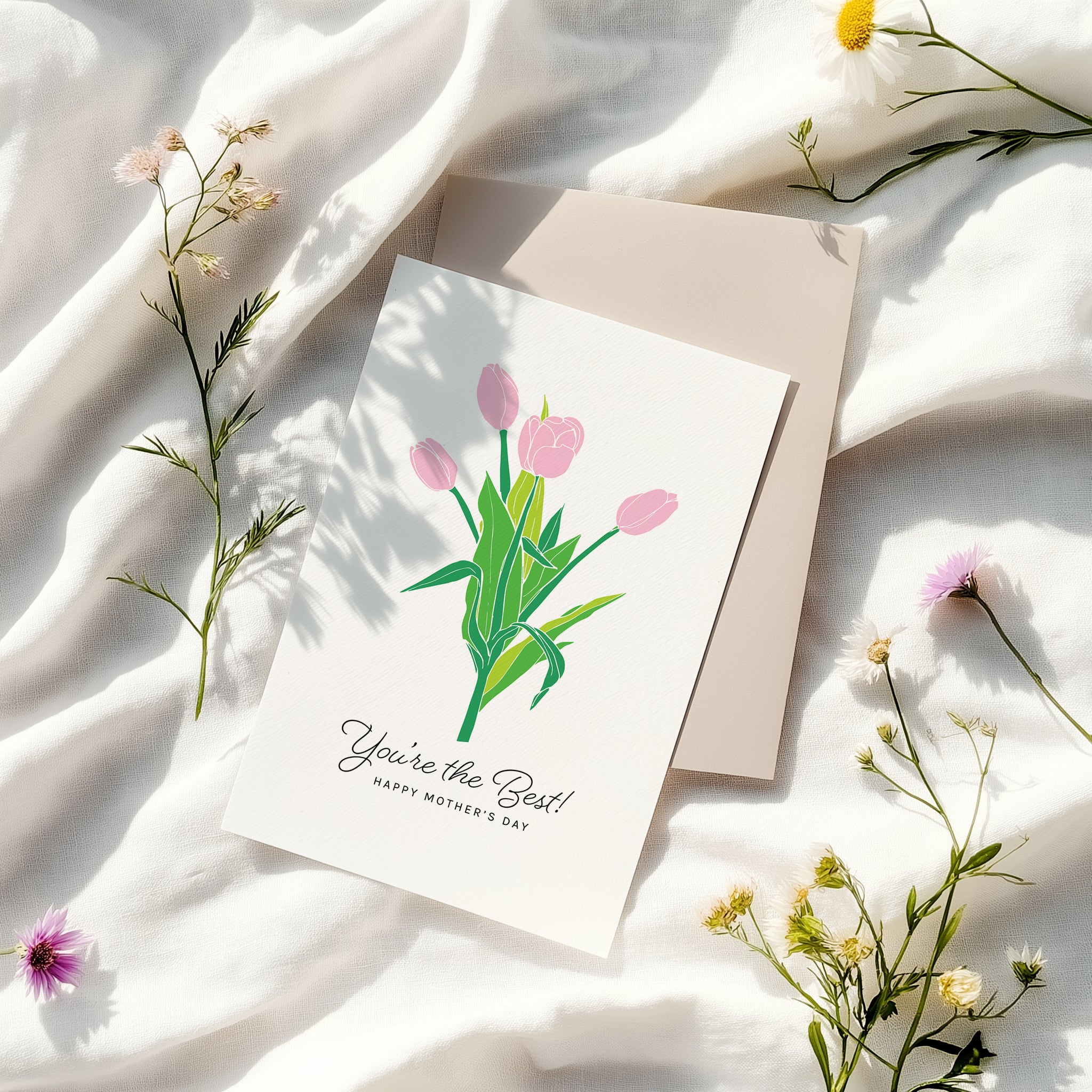 You're The Best | Pink Tulips | Mother's Day Greeting Card
