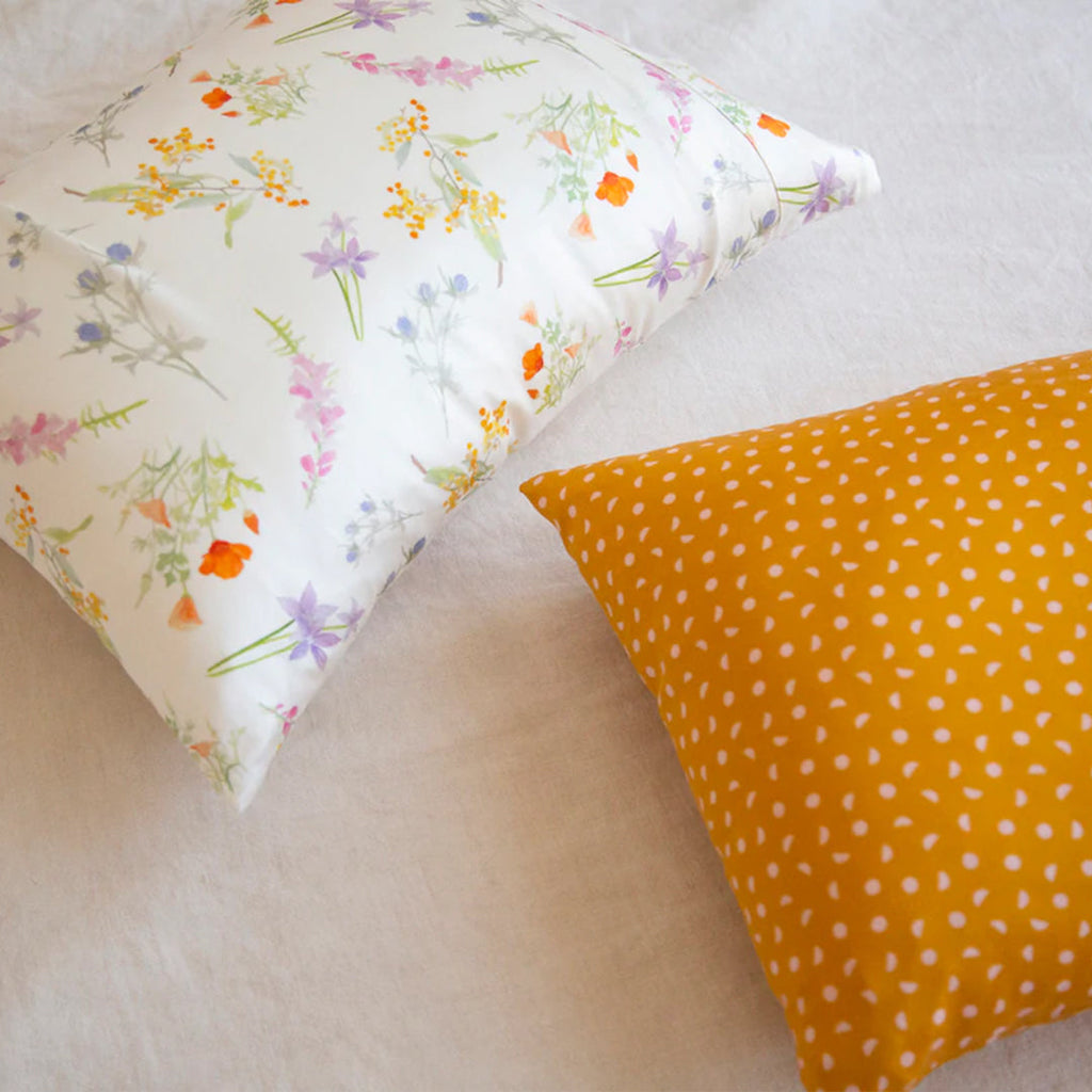 Two silk pillowcases - Mei Flower and Luna Dot prints