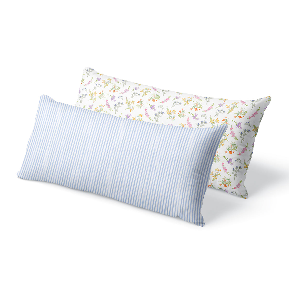 Two king size silk pillowcases - Simple Stripe and Mei Flower
