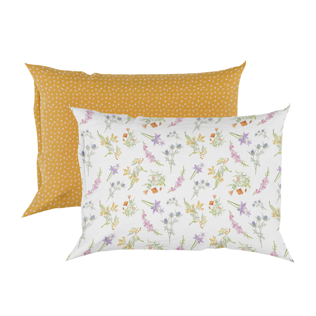 A set of two queen silk pillowcases - Luna Dot and Mei Flower