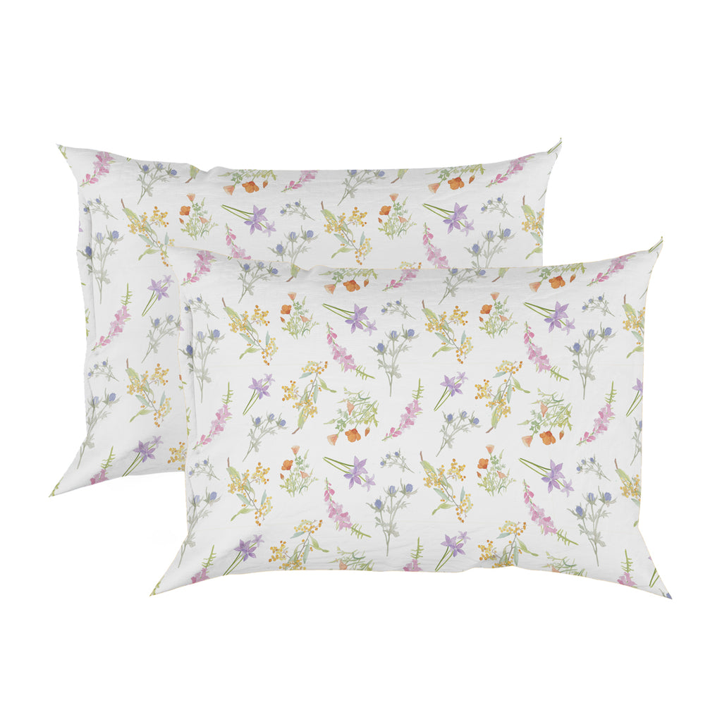 A pair of floral Queen silk pillowcases