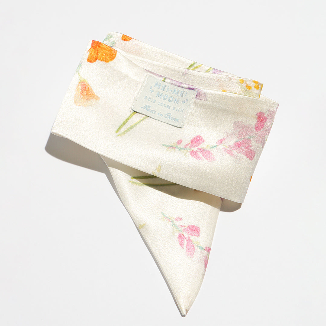 Floral silk hair tie