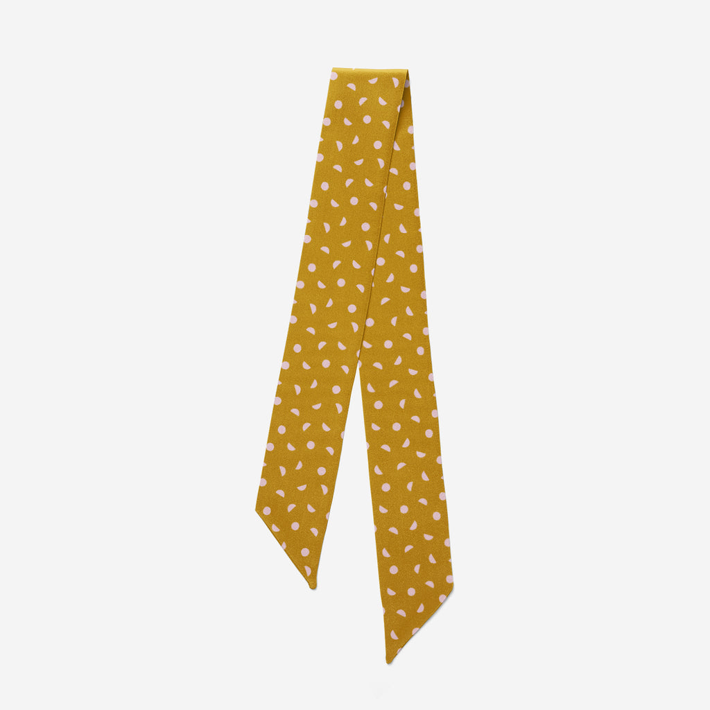 Ochre and pink silk hair tie