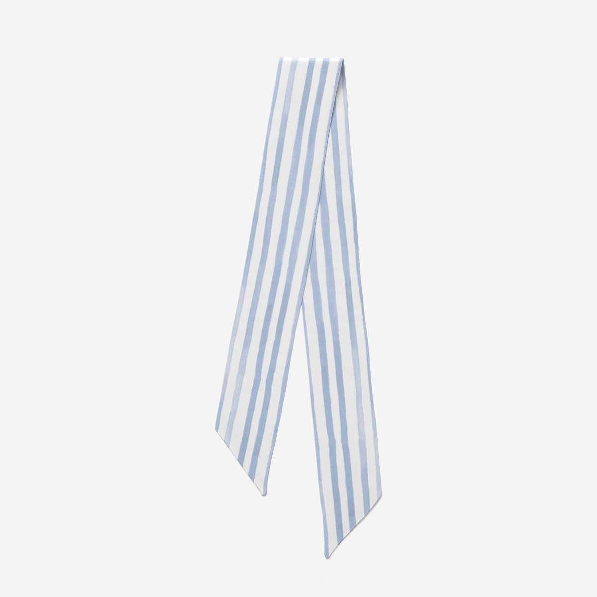 Silk hair tie with a simple blue stripe design